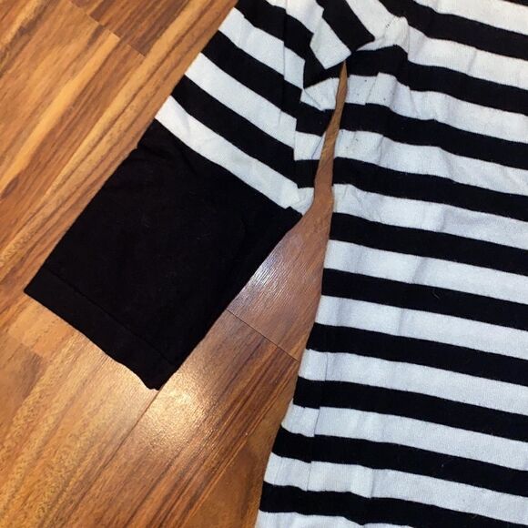 Spence Knits 3/4 Sleeve Sweater Black and White Stripes - Picture 2 of 4